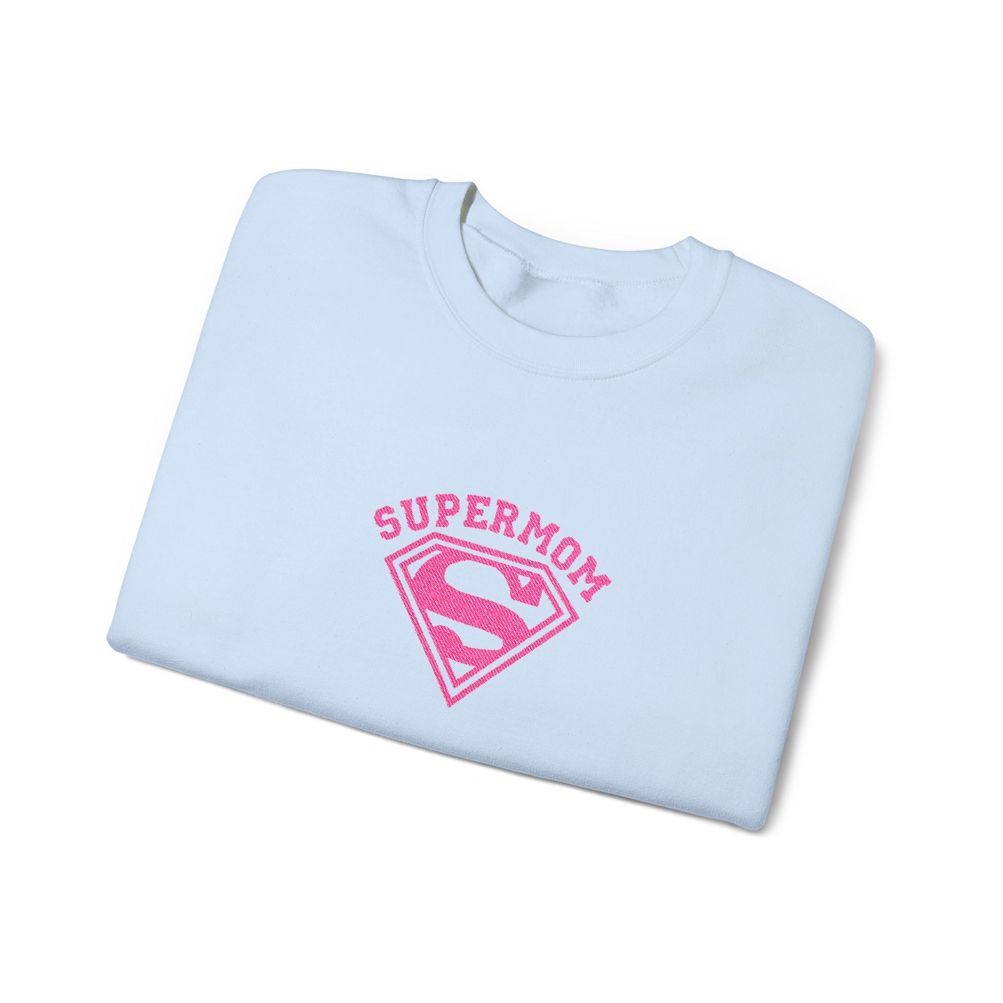 Supermom Crewneck Sweatshirt — Pink Superhero Mom Pullover for Mother's Day
