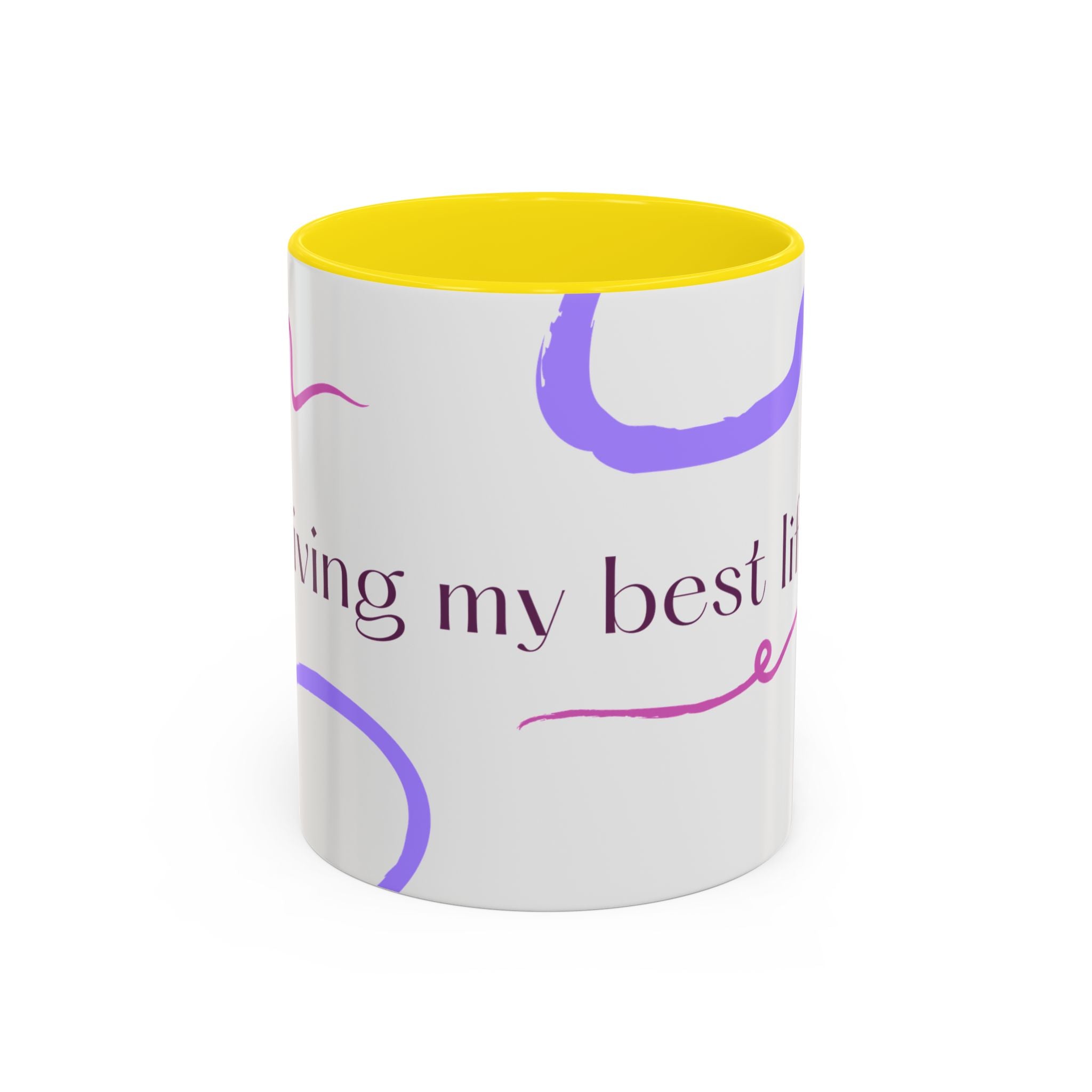 Accent Coffee Mug — 'Living My Best Life' Inspirational Ceramic Mug