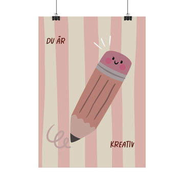 Cute Pencil 'Du är Kreativ' Poster — Inspirational Kids Wall Art