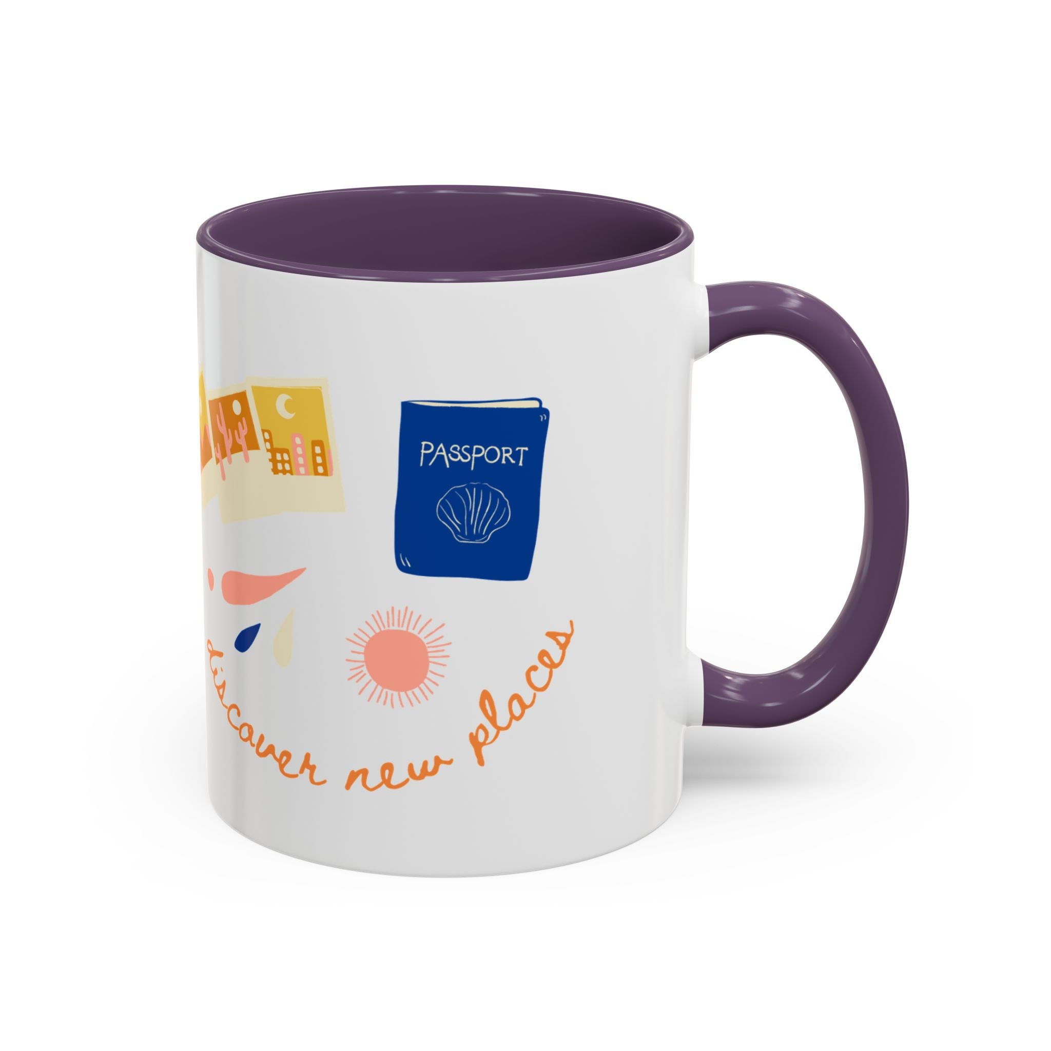 Travel Adventure Coffee Mug — "Discover New Places" Accent Mug (11/15 oz)