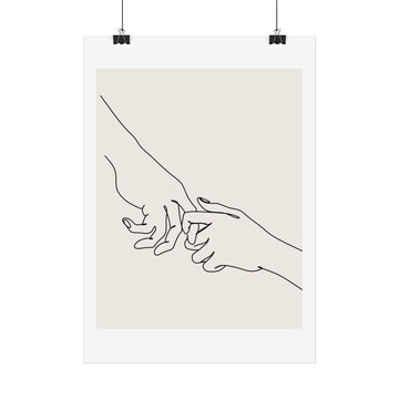 Minimalist Line Art Poster — Intertwined Hands Wall Art (Neutral Tones)