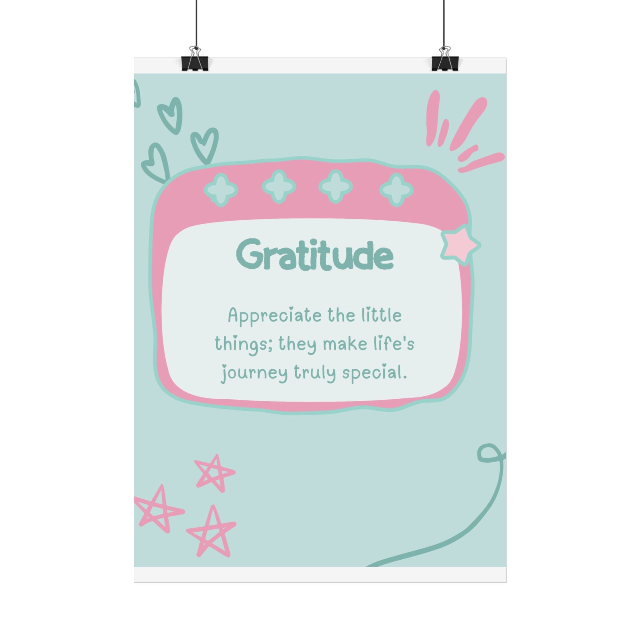 Gratitude Wall Poster — Inspirational Quote Art for Home, Office & Classroom