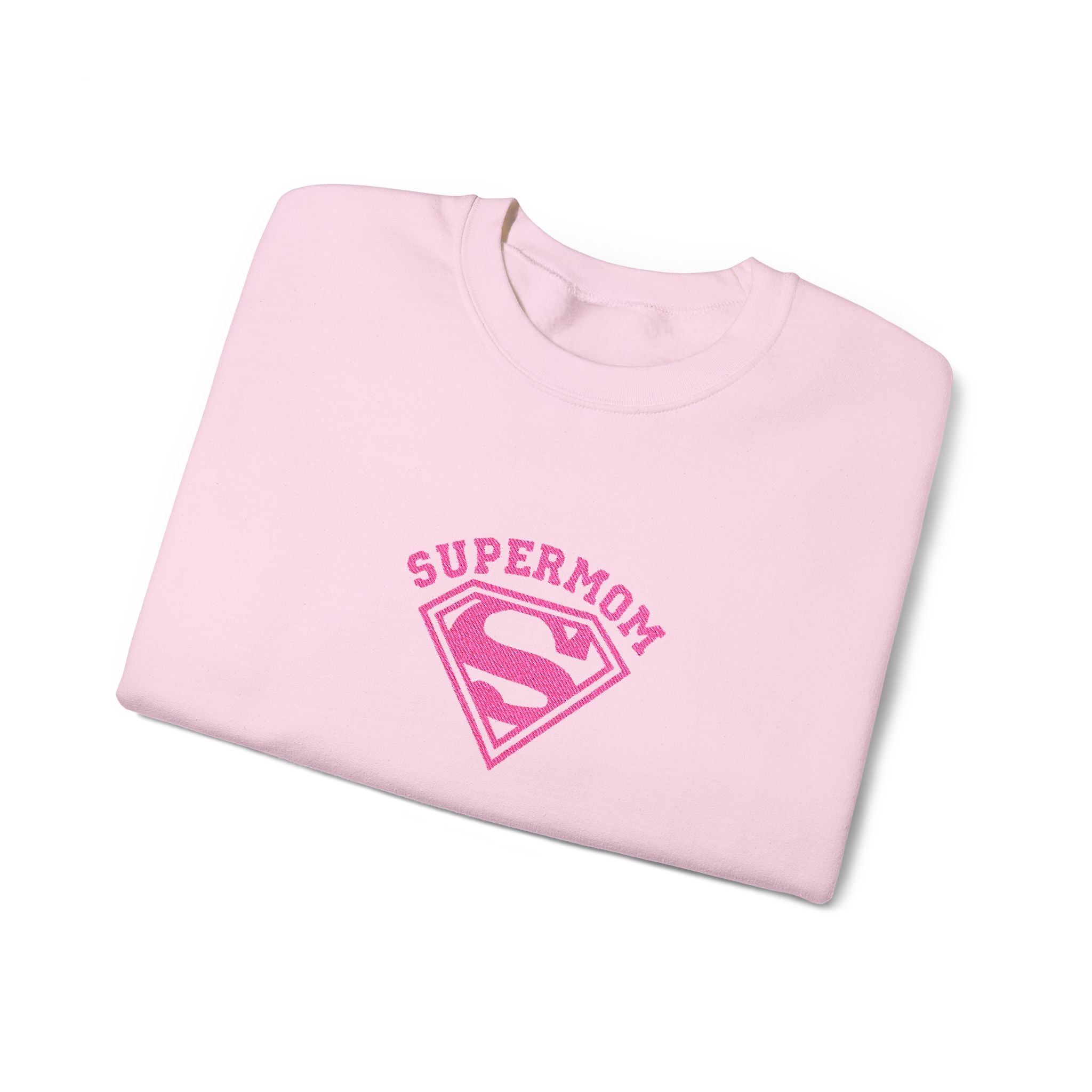 Supermom Crewneck Sweatshirt — Pink Superhero Mom Pullover for Mother's Day