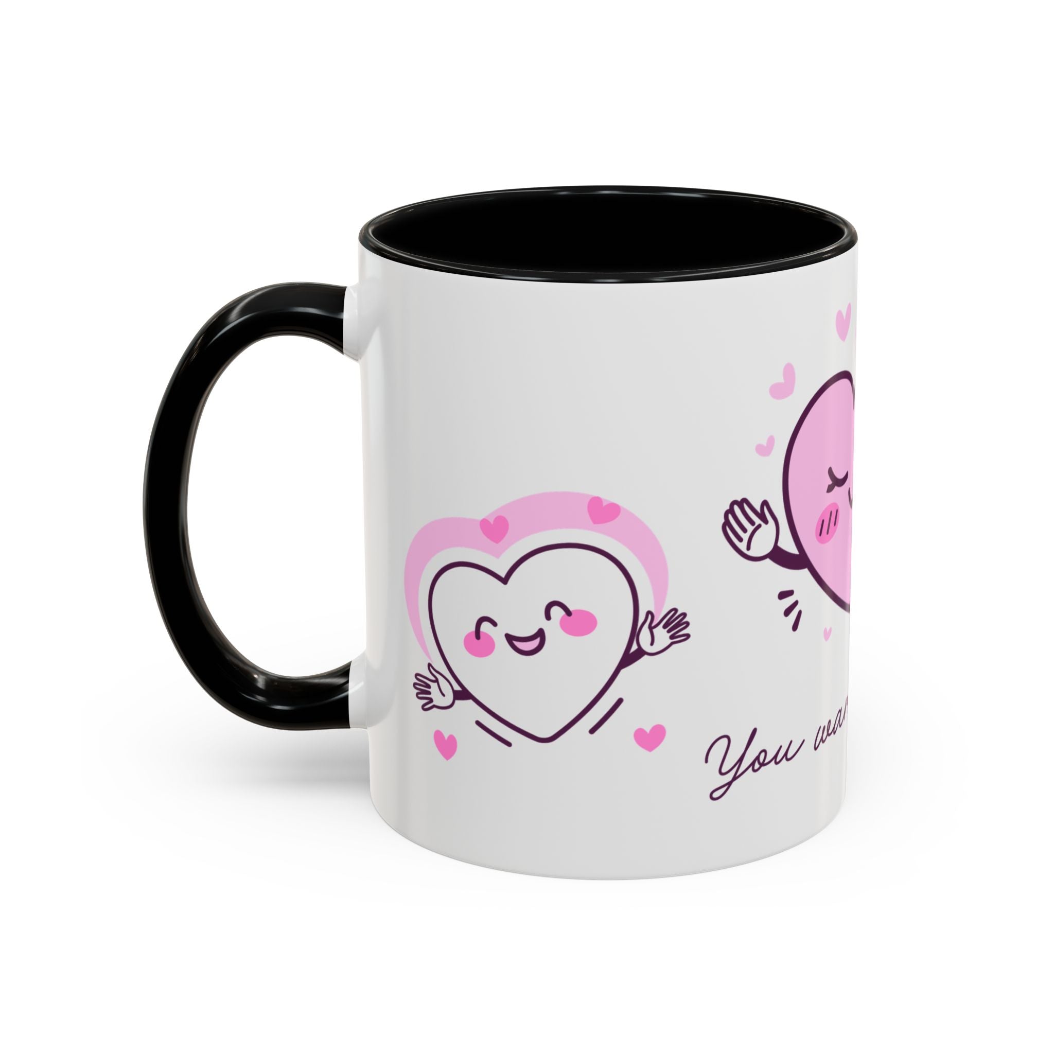 You Warm My Heart Accent Coffee Mug — Cute Pink Heart Valentine Gift (11/15oz)