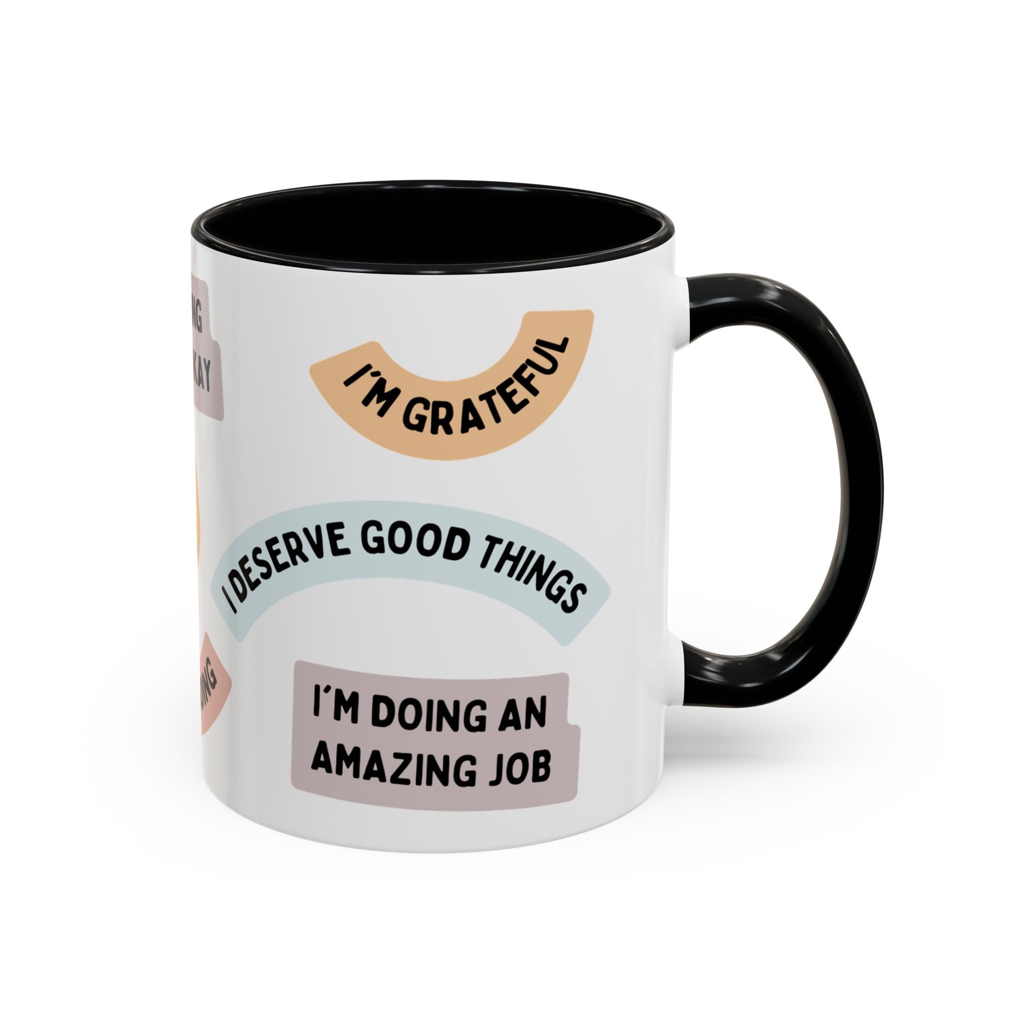 Affirmation Accent Coffee Mug – Positive Quote Inspirational Ceramic Mug (11/15oz)