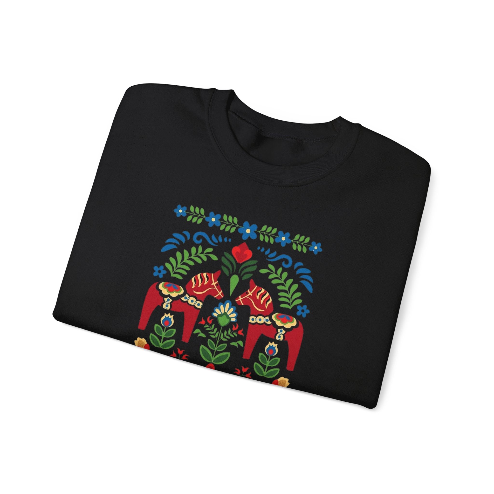 Folk Dala Horses Crewneck Sweatshirt
