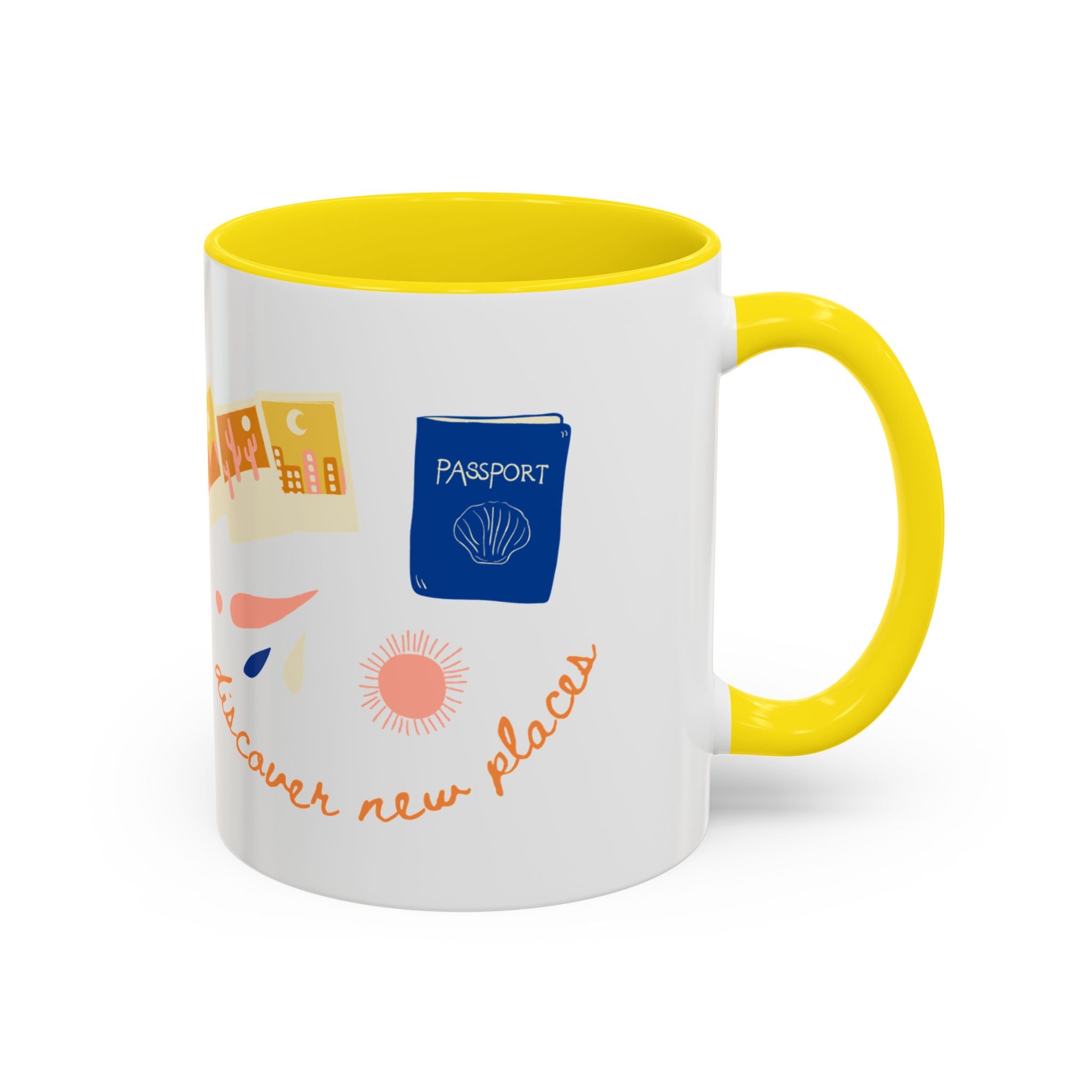 Travel Adventure Coffee Mug — "Discover New Places" Accent Mug (11/15 oz)