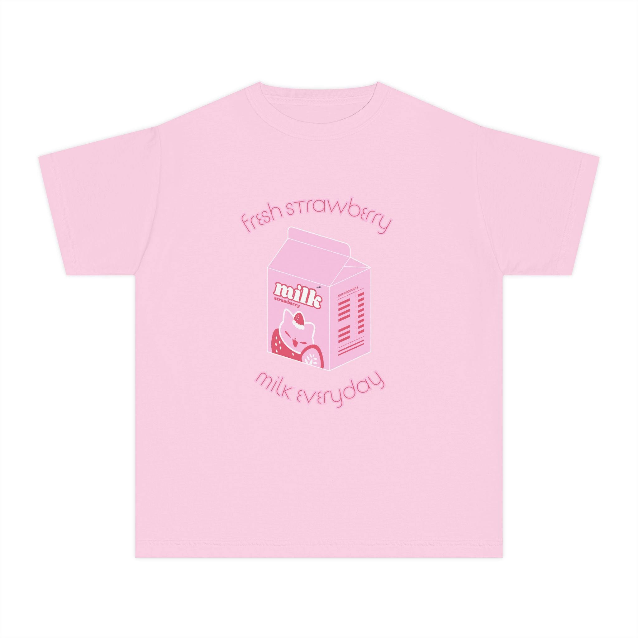 Cute Pink Strawberry Milk Carton Graphic (“Fresh Strawberry, Milk Everyday”)