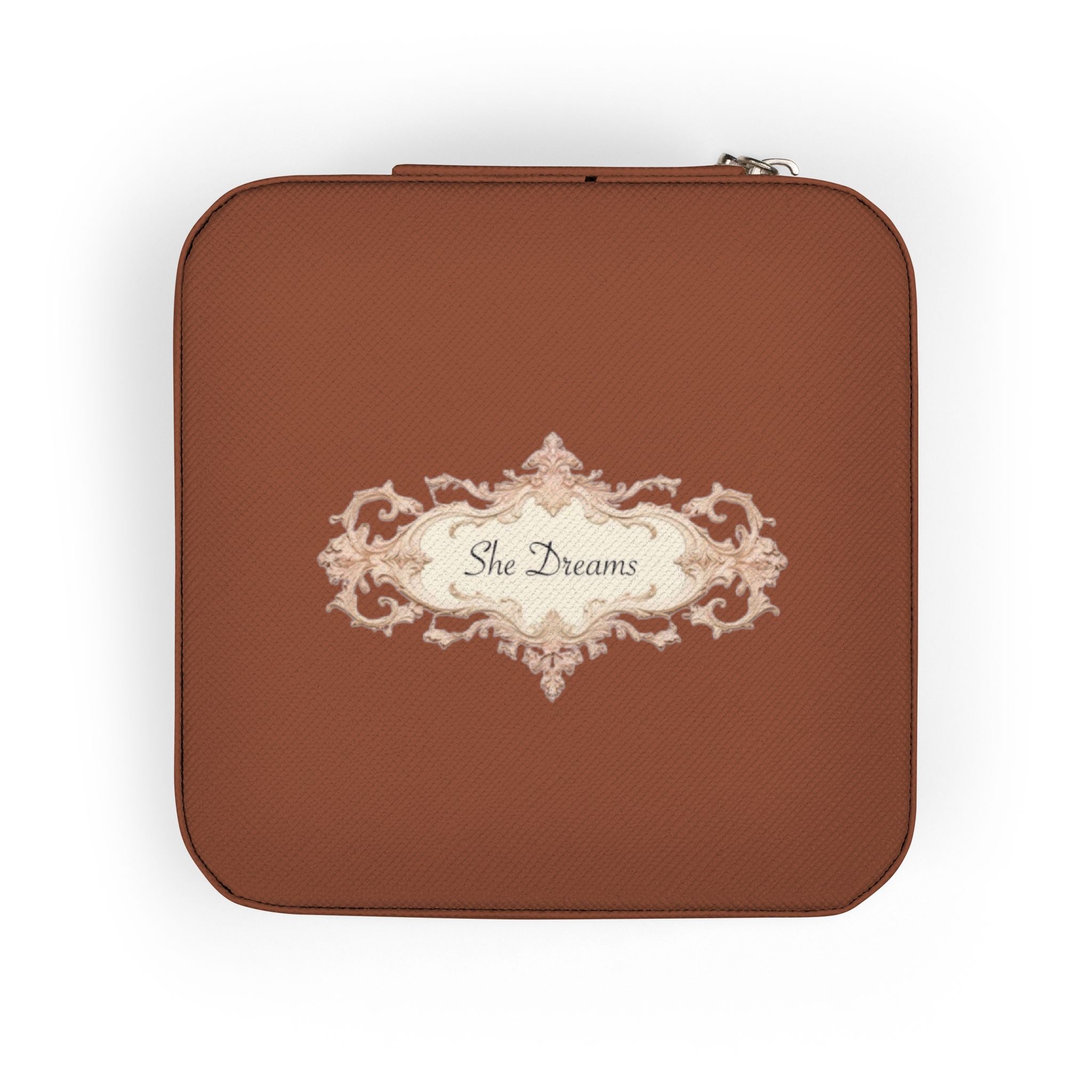 Compact Travel Jewelry Case – Pink Velvet Organizer with Ring & Earring Compartments