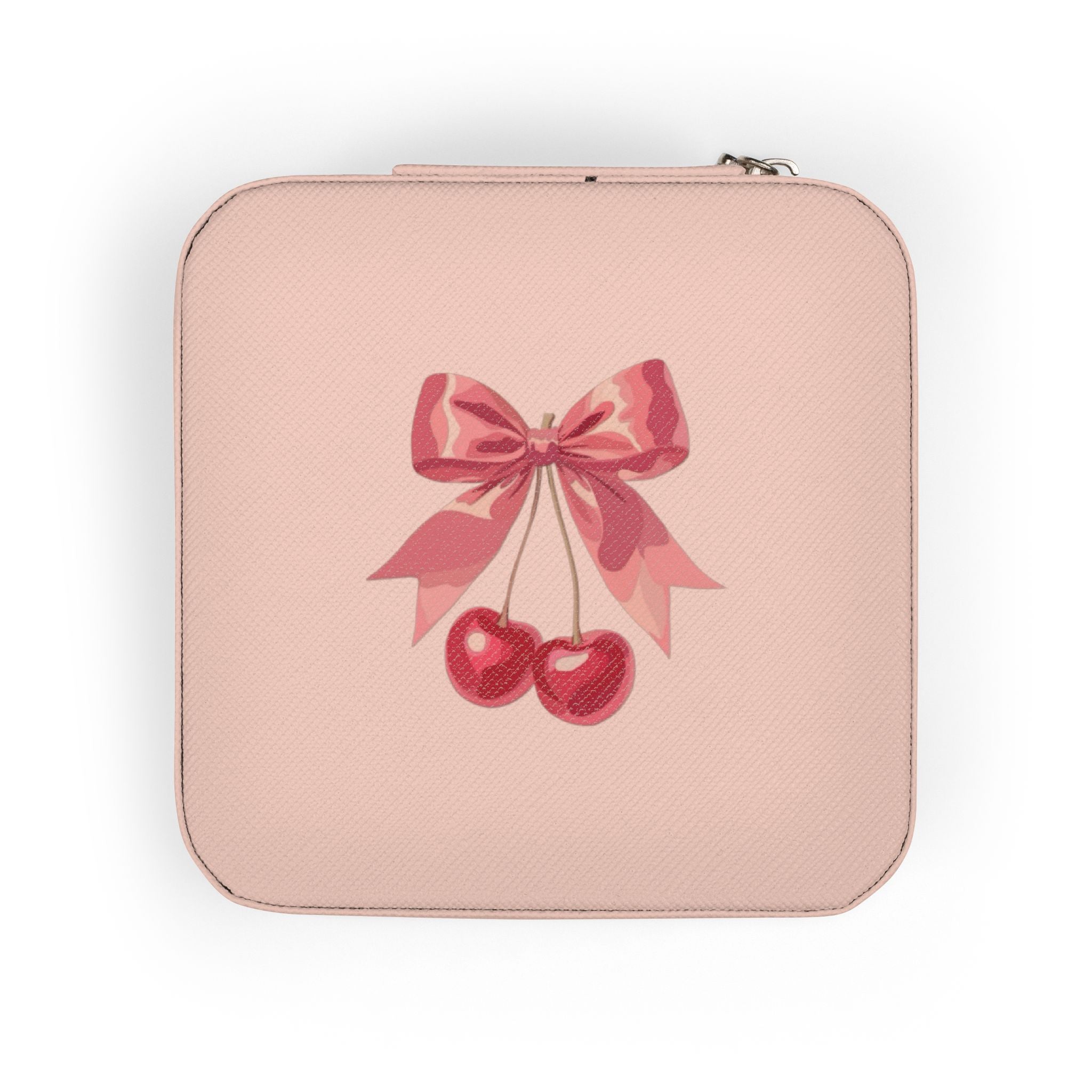 Cherry Bow Jewelry Travel Case — Compact Portable Ring & Earring Organizer