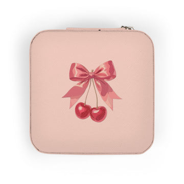 Cherry Bow Jewelry Travel Case — Compact Portable Ring & Earring Organizer