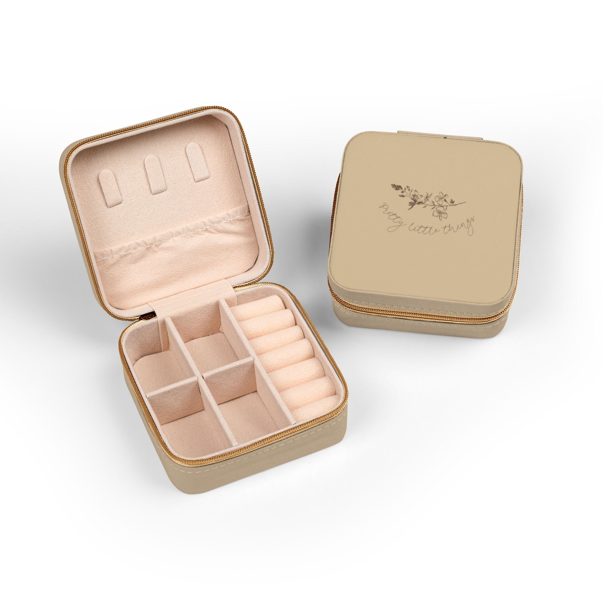 Compact Jewelry Travel Case – Pink Portable Organizer with Ring & Earring Compartments