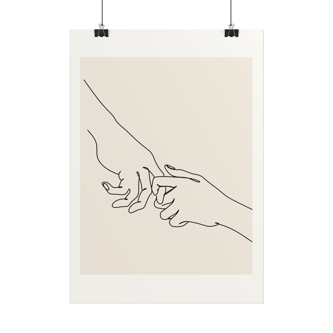 Minimalist Line Art Poster — Intertwined Hands Wall Art (Neutral Tones)
