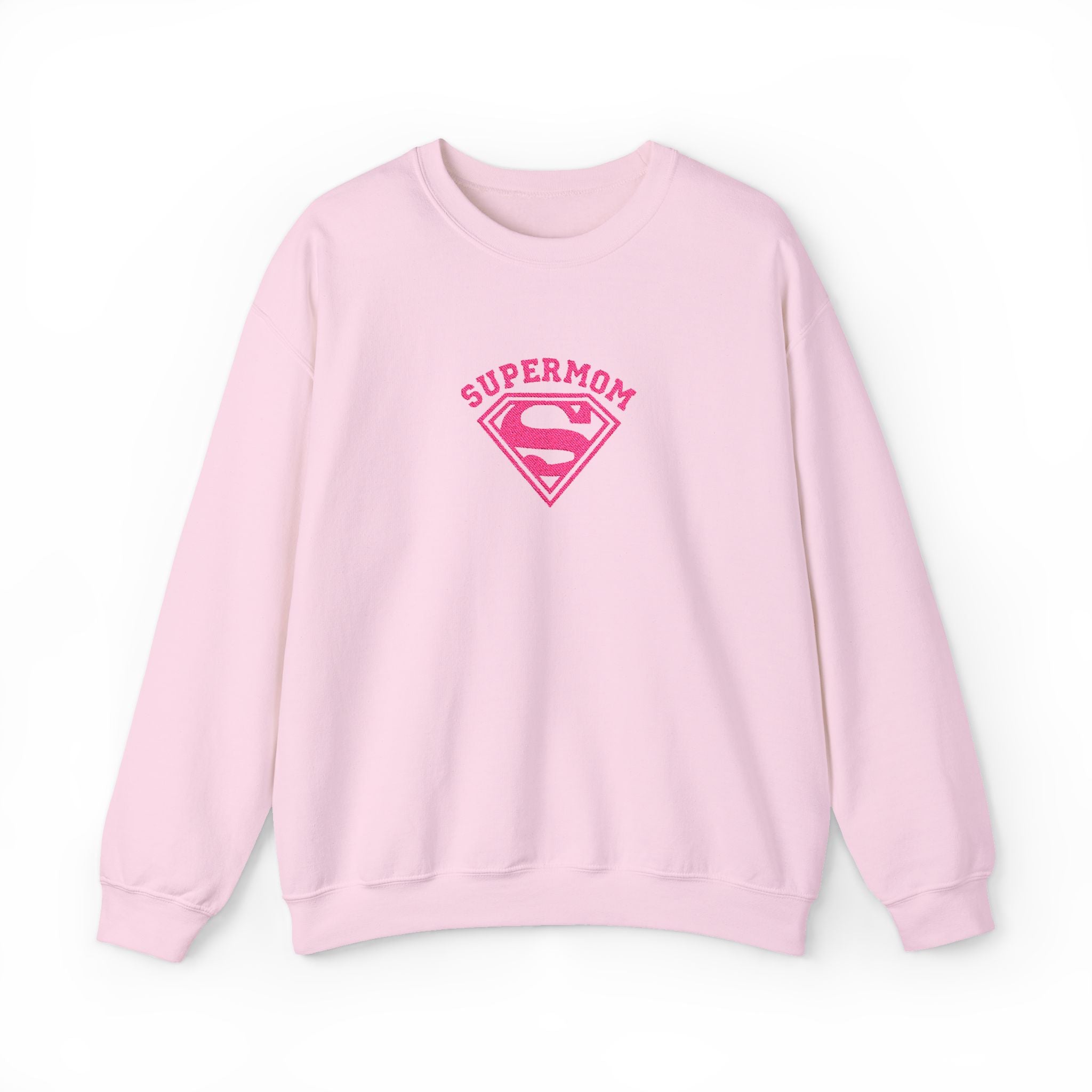 Supermom Crewneck Sweatshirt — Pink Superhero Mom Pullover for Mother's Day