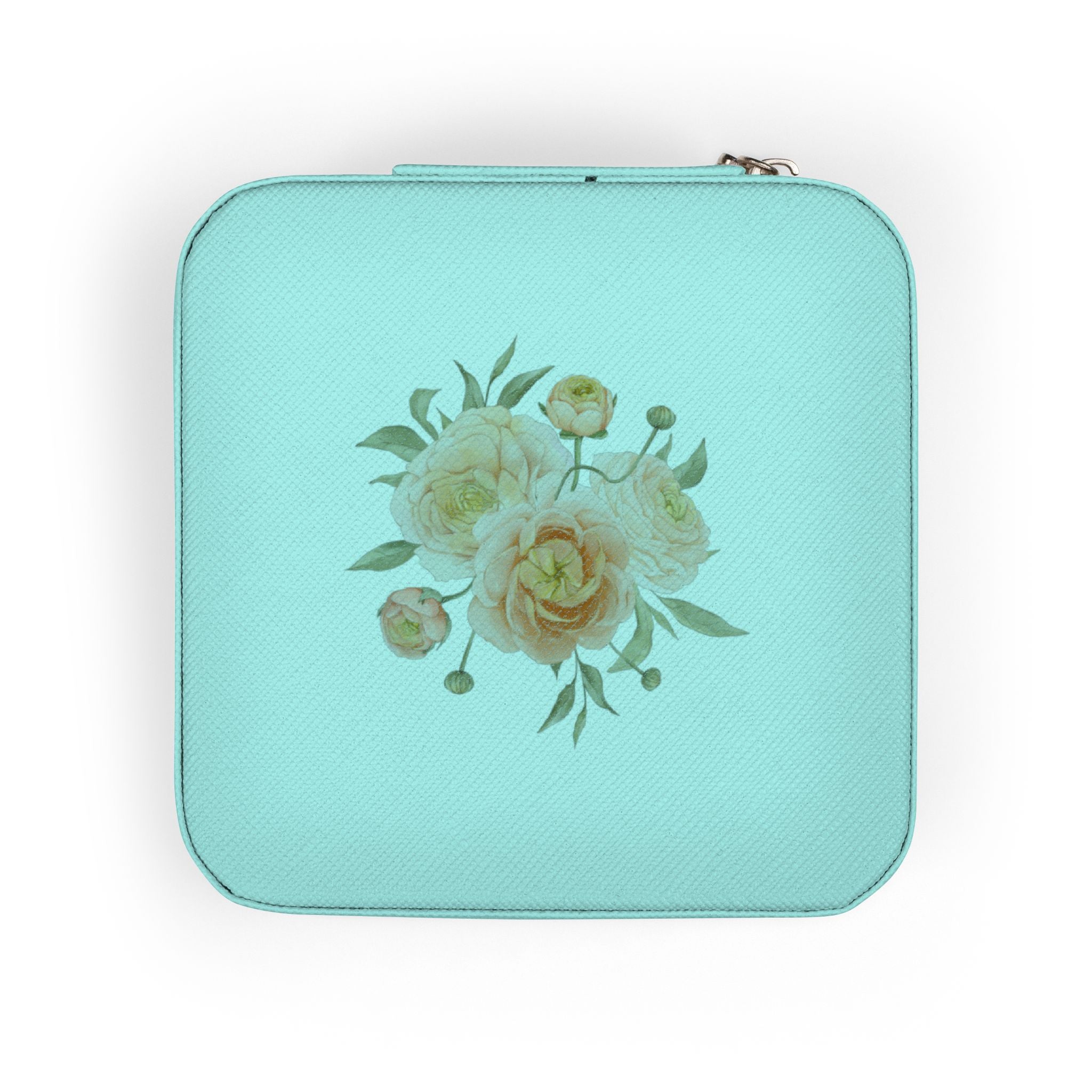 Floral Travel Jewelry Case — Compact Pink Organizer for Rings, Earrings & Necklaces