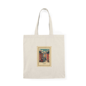 Vintage Lund Postage Stamp Tote Bag — Retro Cityscape Cotton Shopper