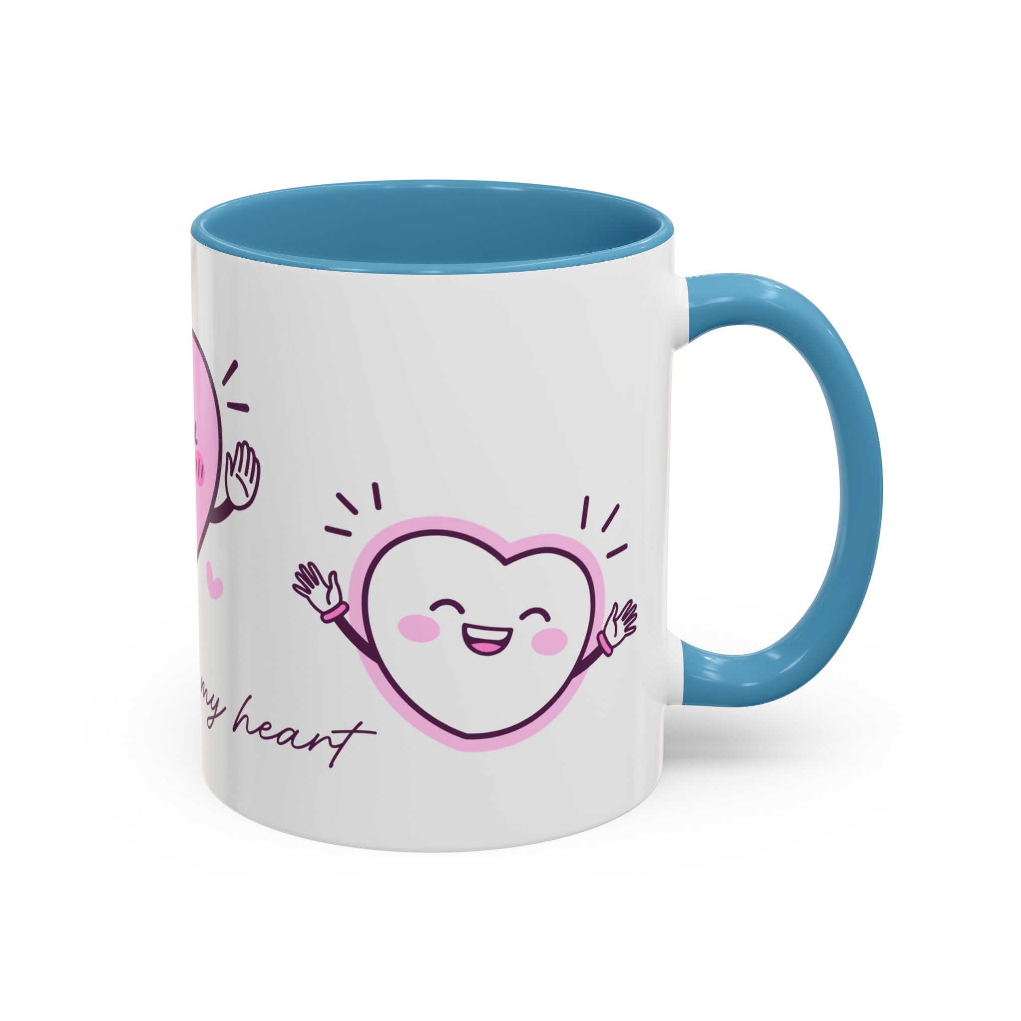 You Warm My Heart Accent Coffee Mug — Cute Pink Heart Valentine Gift (11/15oz)