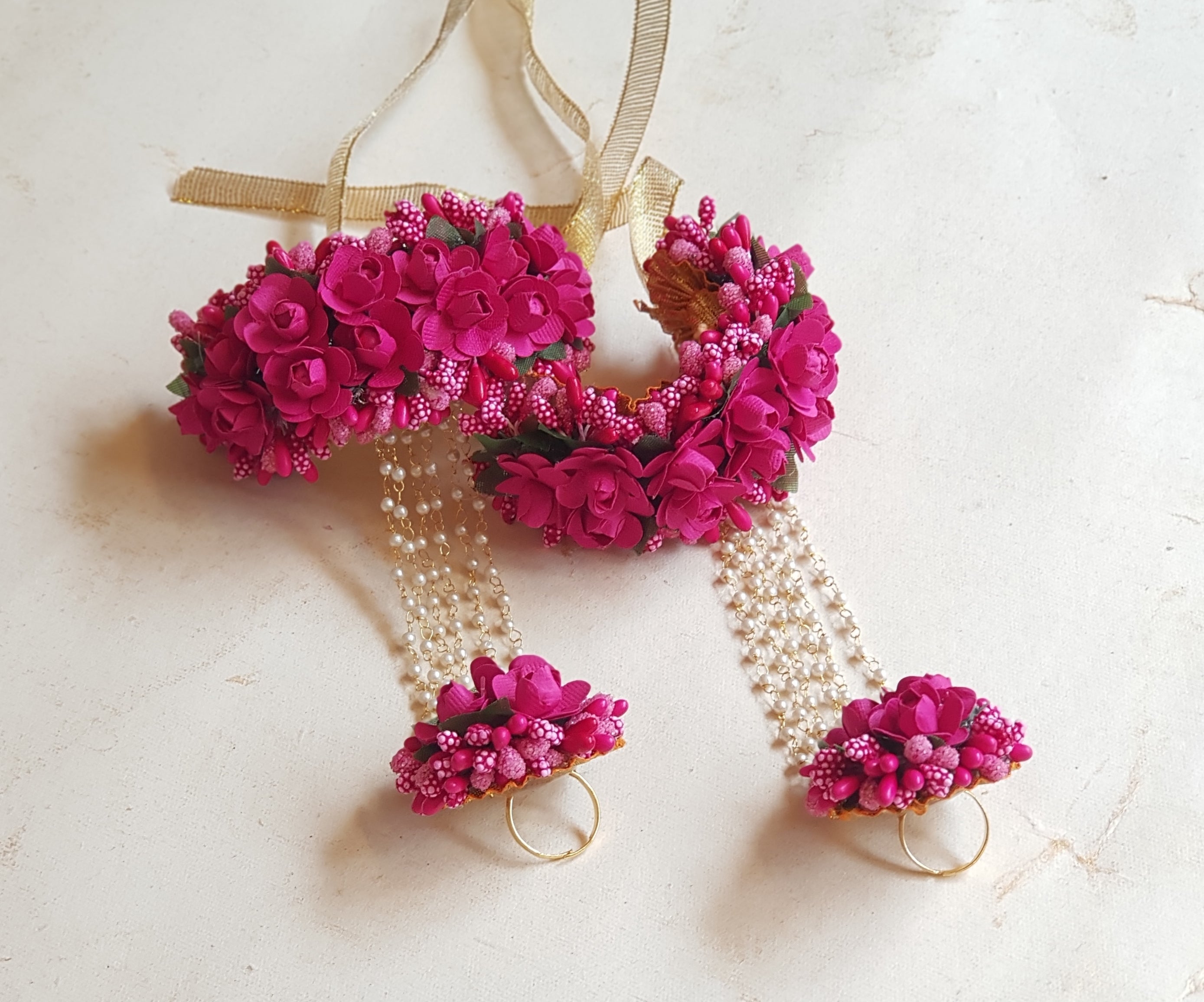Regal Crimson Floral Jewelry Suite