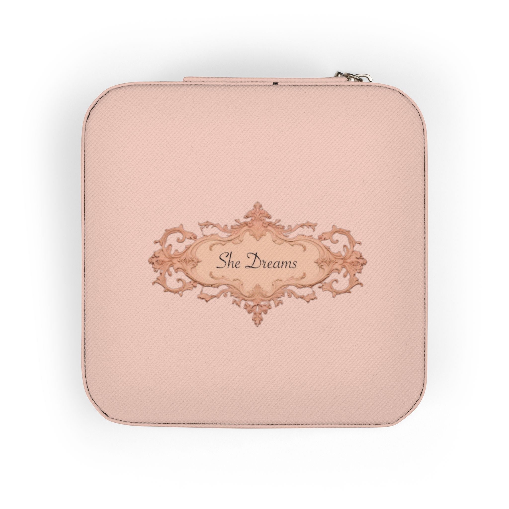Compact Travel Jewelry Case – Pink Velvet Organizer with Ring & Earring Compartments