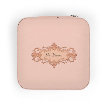 Compact Travel Jewelry Case – Pink Velvet Organizer with Ring & Earring Compartments