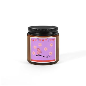 Soy Candle — Floral Butterfly Amber Jar (Scented, Multi-Size)