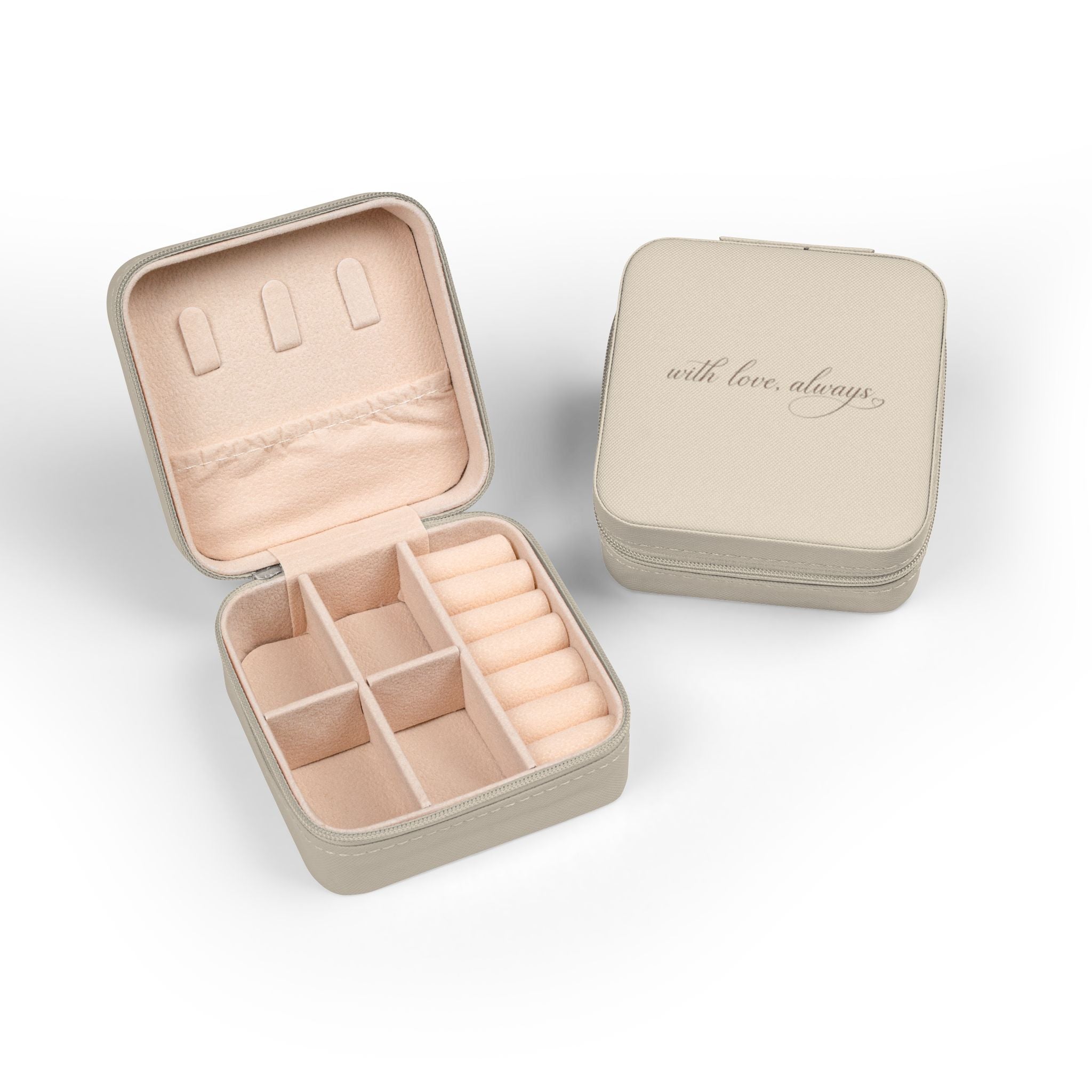 Jewelry Travel Case — Compact Pink Travel Jewelry Organizer with 'With Love, Always' Script