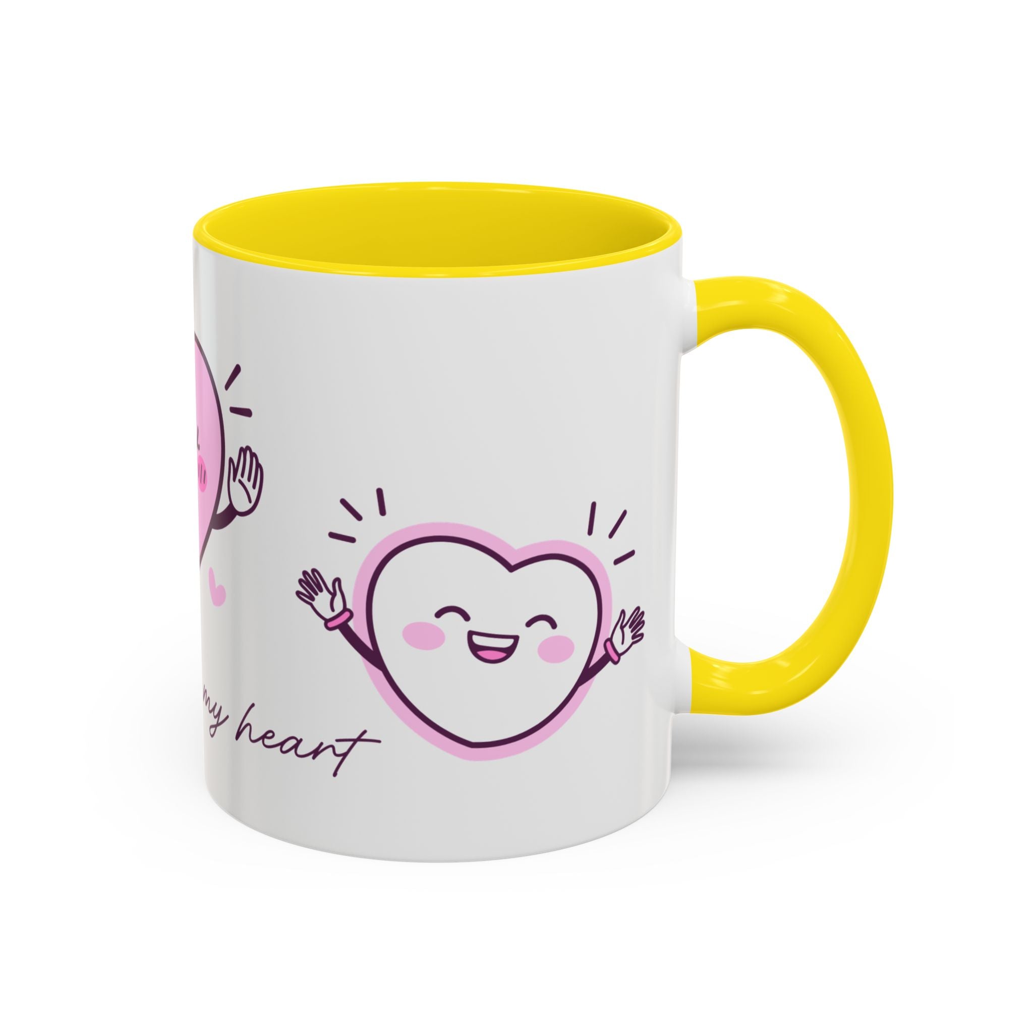 You Warm My Heart Accent Coffee Mug — Cute Pink Heart Valentine Gift (11/15oz)