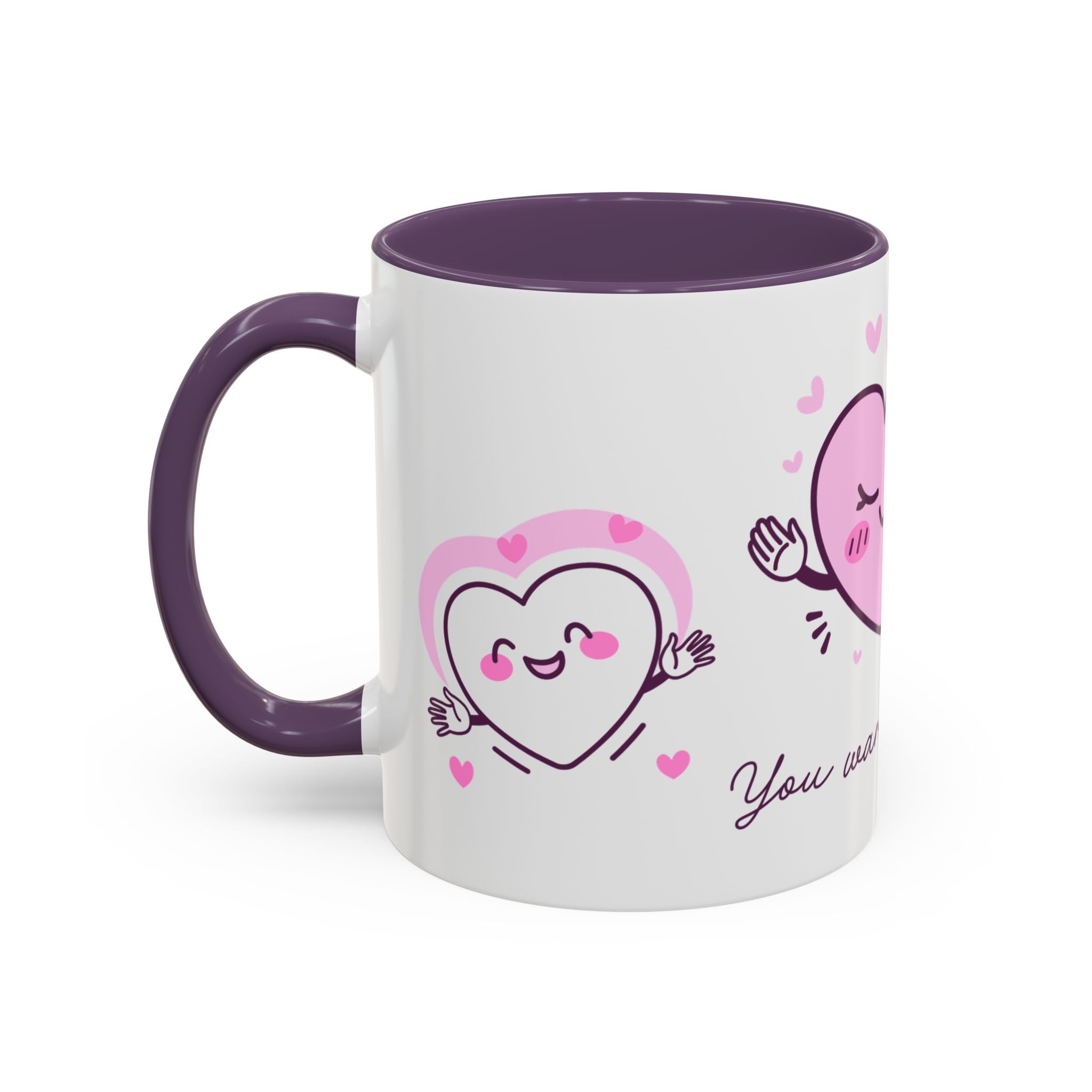 You Warm My Heart Accent Coffee Mug — Cute Pink Heart Valentine Gift (11/15oz)