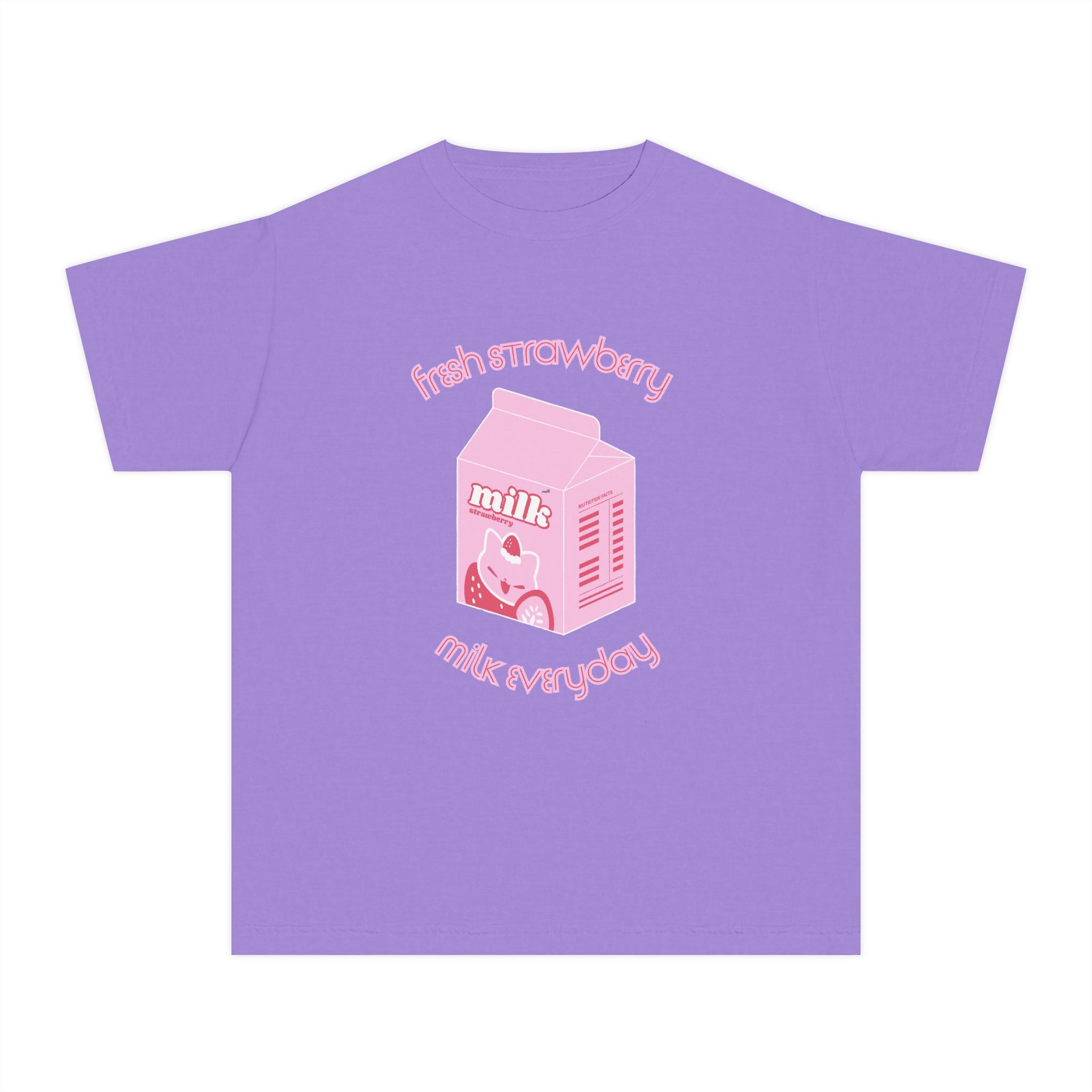 Cute Pink Strawberry Milk Carton Graphic (“Fresh Strawberry, Milk Everyday”)