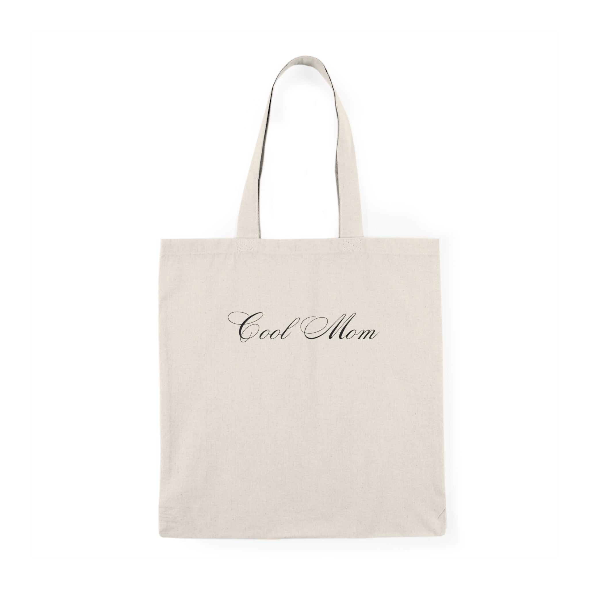 Cool Mom Natural Tote Bag — Elegant Script Canvas Market Tote