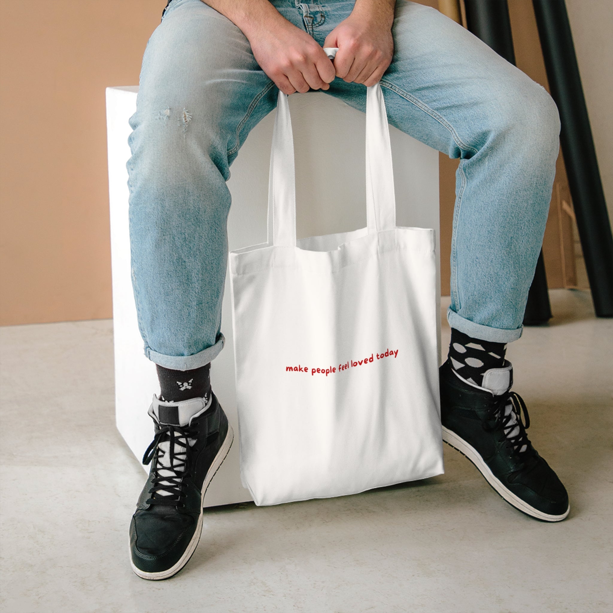 "Make People Feel Loved Today" Cotton Tote Reusable Bag