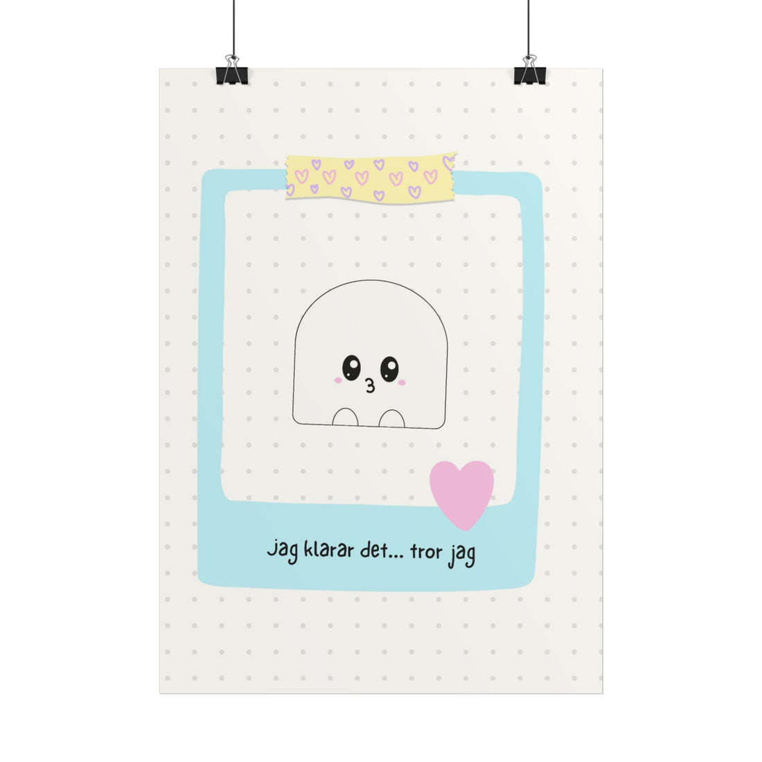 Cute Ghost Nursery Poster – "jag klarar det... tror jag" Scandinavian Kids Wall Art