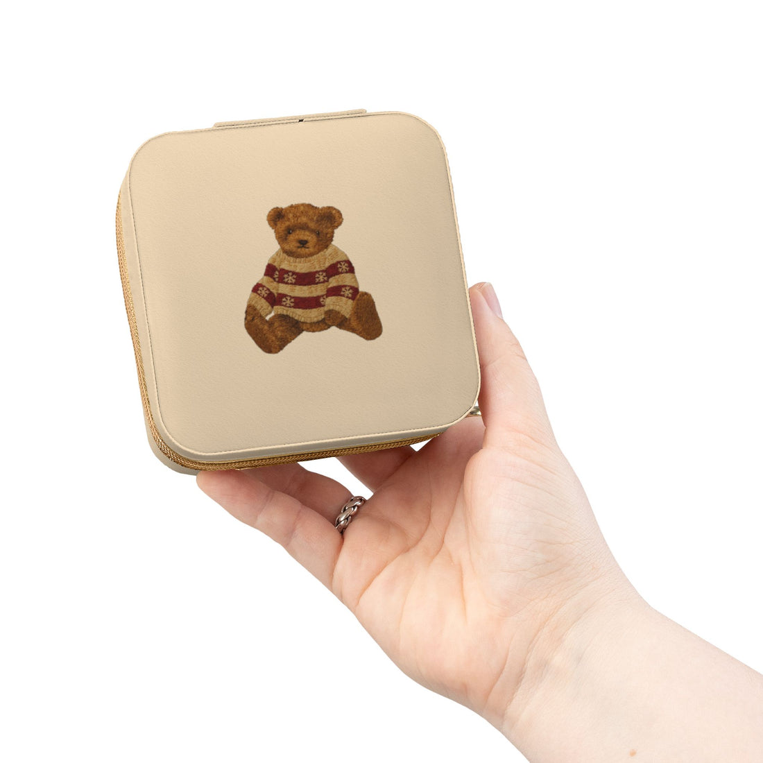 Teddy Bear Jewelry Travel Case — Compact Portable Ring & Earring Organizer