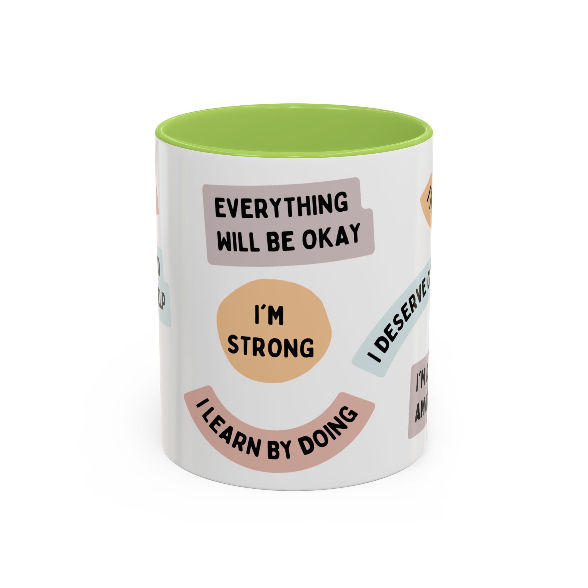 Affirmation Accent Coffee Mug – Positive Quote Inspirational Ceramic Mug (11/15oz)