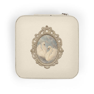 Compact Vintage Cameo Jewelry Travel Case — Portable Ring & Earring Organizer