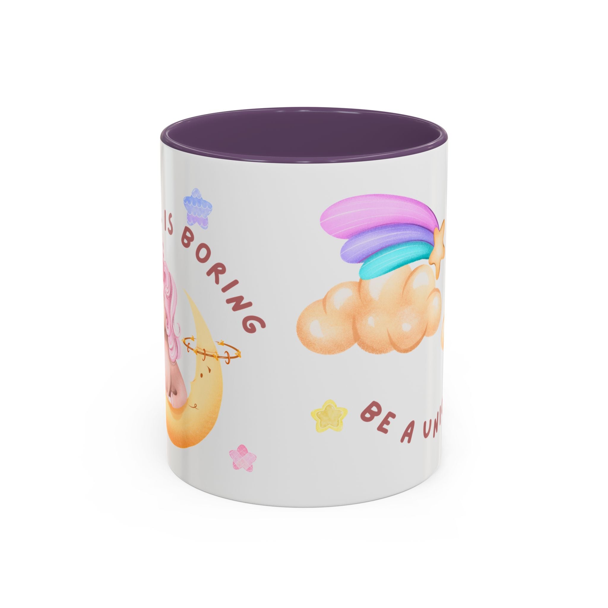 Unicorn Coffee Mug — "Be a Unicorn" Cute Rainbow Cloud Accent Mug