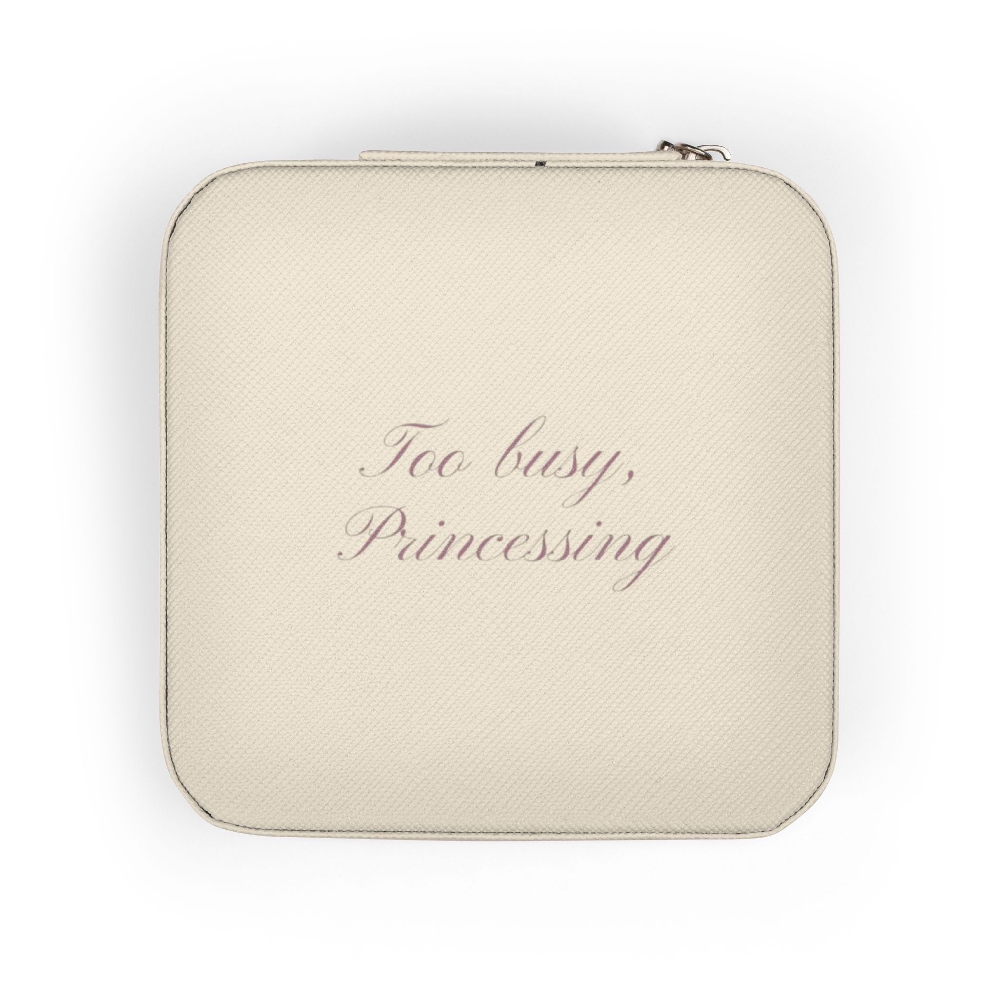 Travel Jewelry Case — Compact Organizer with Ring Rows & Compartments ("Too Busy, Planecrashing")