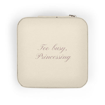 Travel Jewelry Case — Compact Organizer with Ring Rows & Compartments ("Too Busy, Planecrashing")