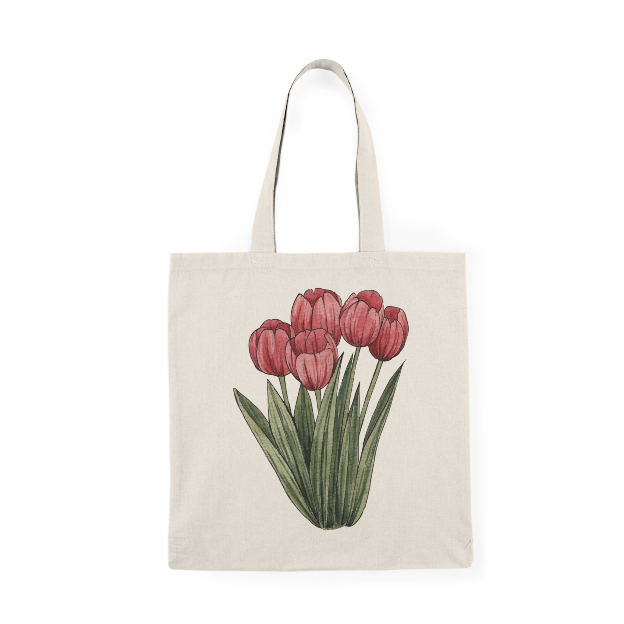 Tulip Bouquet Natural Tote Bag — Floral Eco-Friendly Market Bag