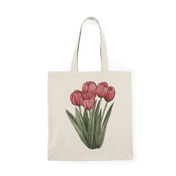 Tulip Bouquet Natural Tote Bag — Floral Eco-Friendly Market Bag