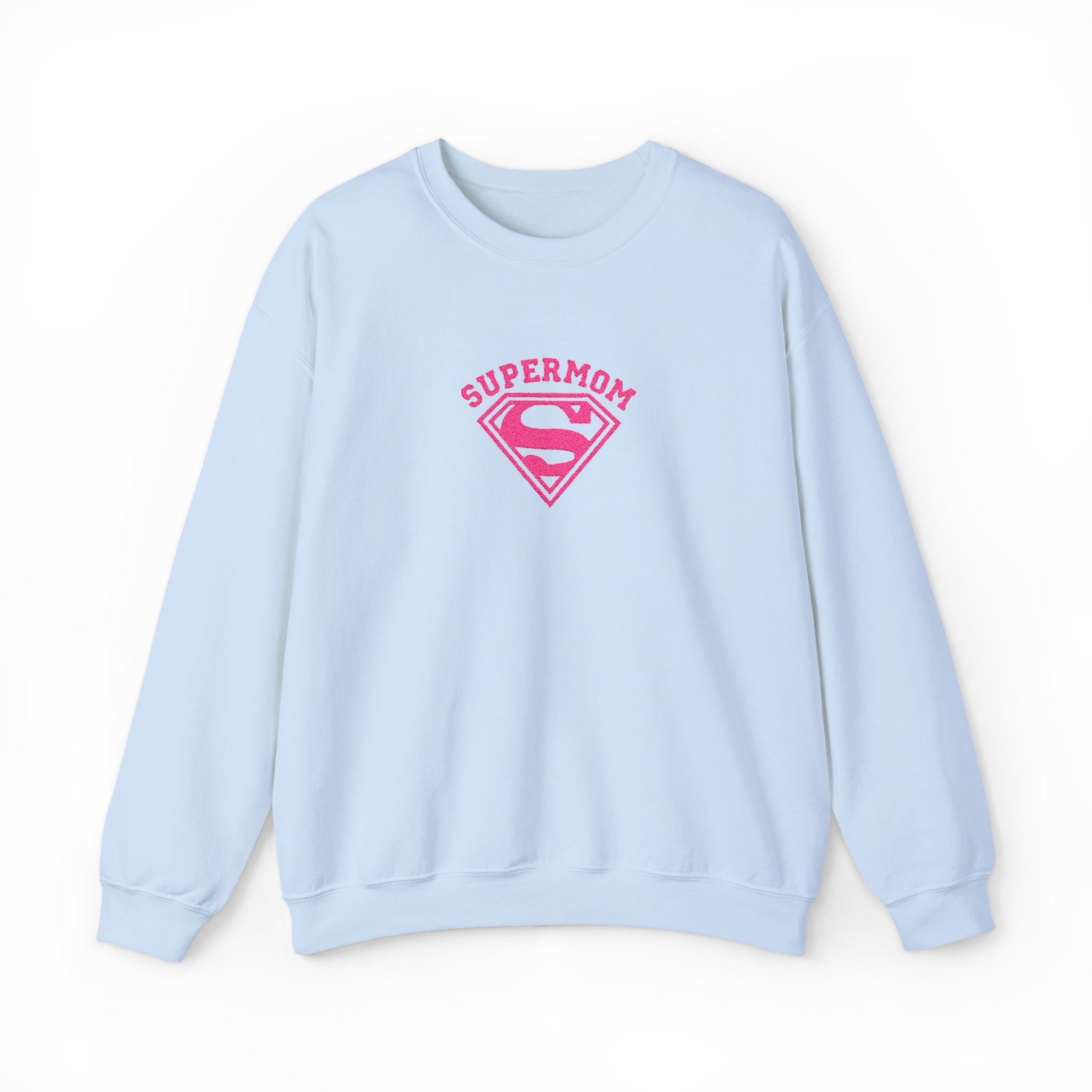 Supermom Crewneck Sweatshirt — Pink Superhero Mom Pullover for Mother's Day