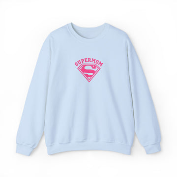 Supermom Crewneck Sweatshirt — Pink Superhero Mom Pullover for Mother's Day