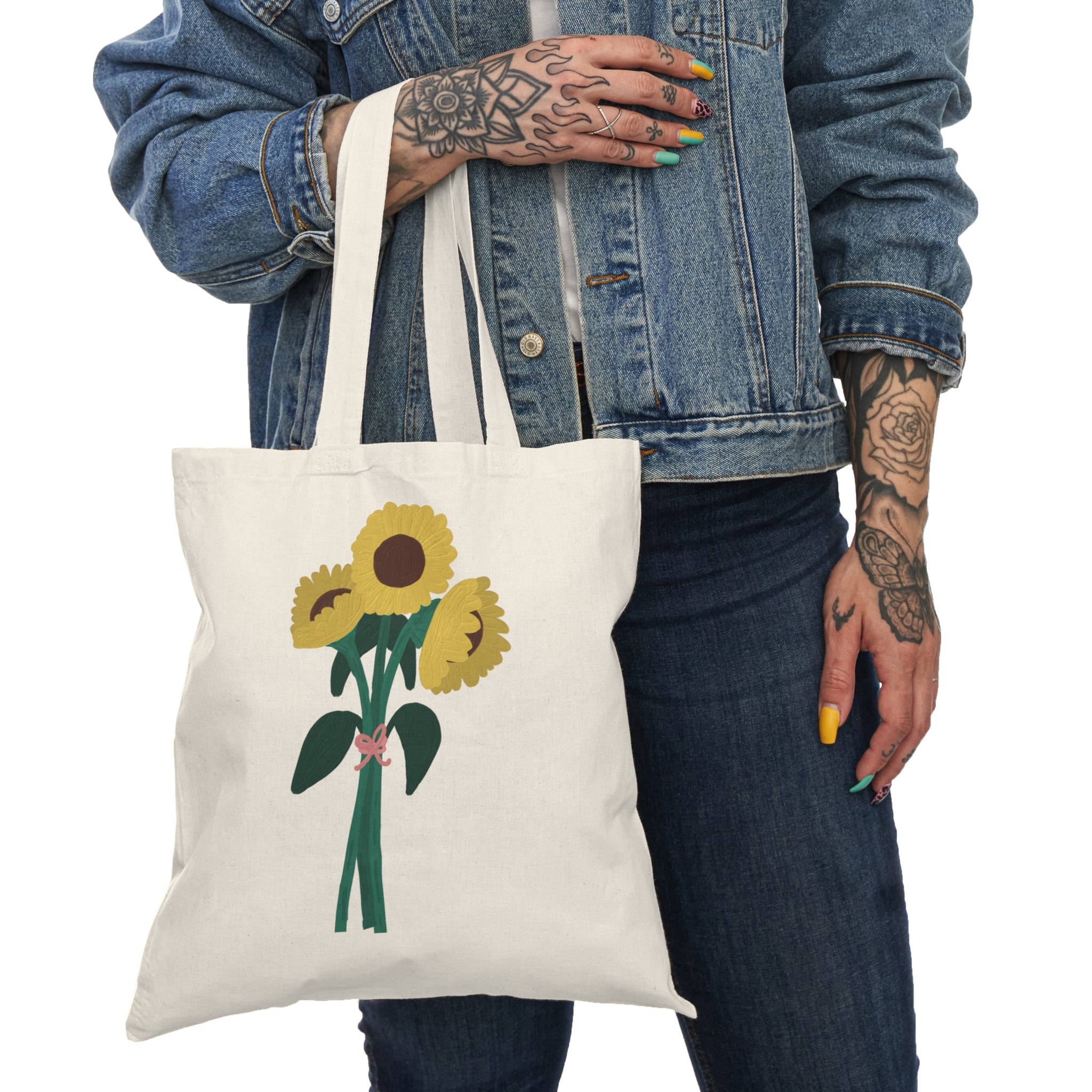 Sunflower Bouquet Natural Tote Bag – Floral Eco-Friendly Market Bag