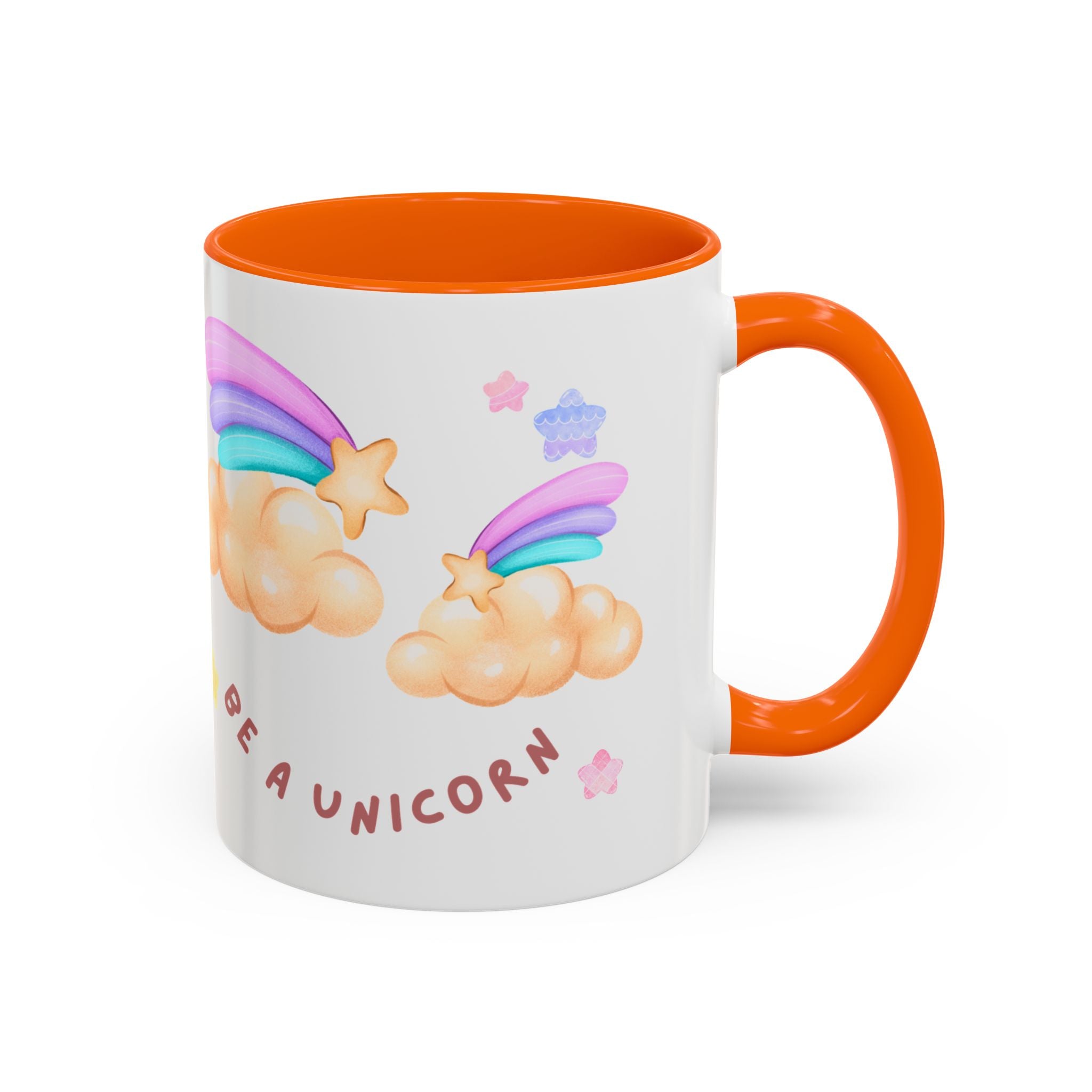 Unicorn Coffee Mug — "Be a Unicorn" Cute Rainbow Cloud Accent Mug