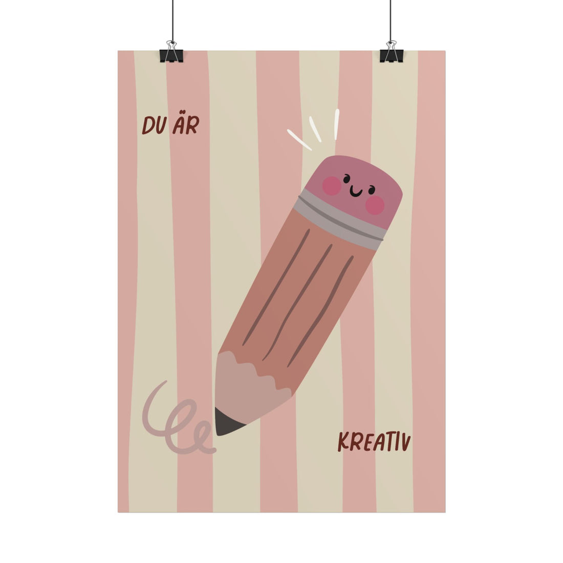 Cute Pencil 'Du är Kreativ' Poster — Inspirational Kids Wall Art