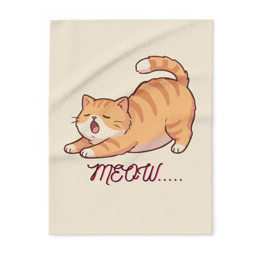 Arctic Fleece Blanket — Cute “Meow” Cat Circle Cozy Throw