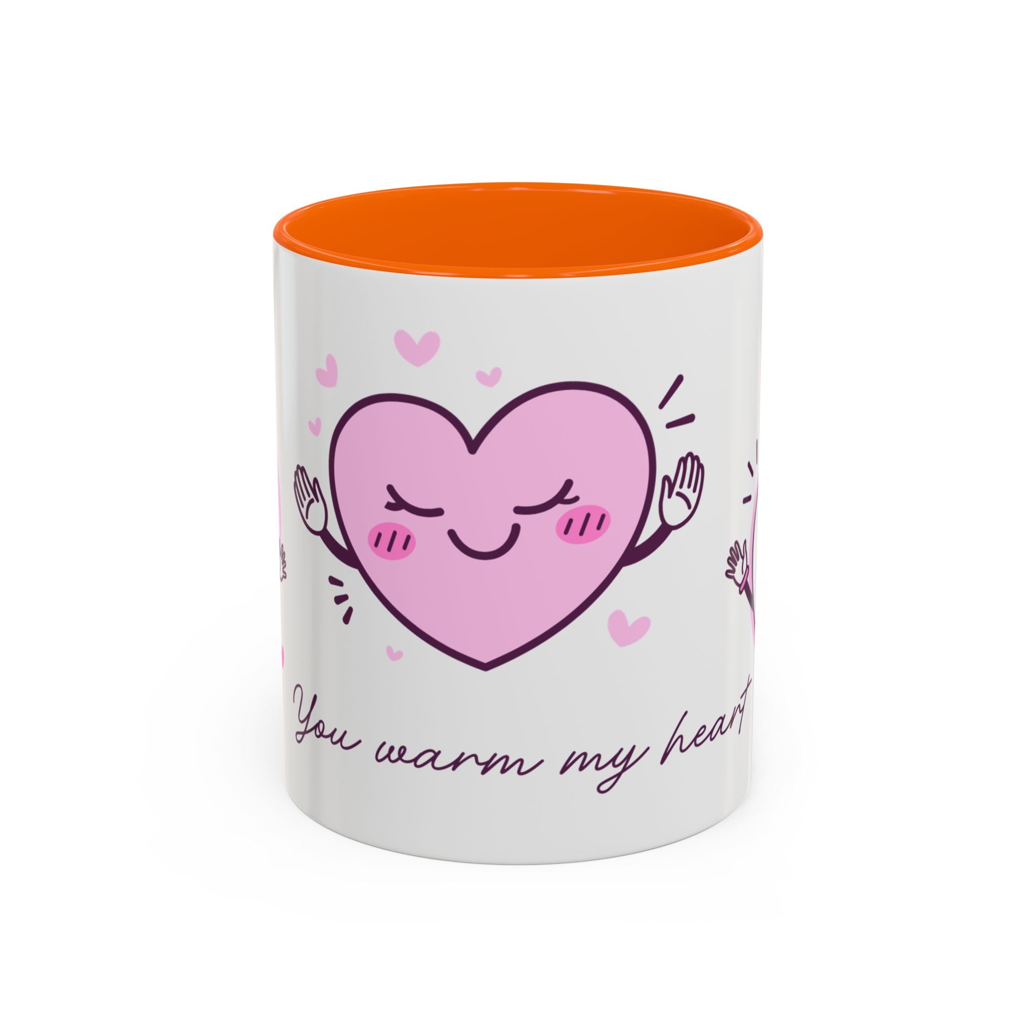 You Warm My Heart Accent Coffee Mug — Cute Pink Heart Valentine Gift (11/15oz)