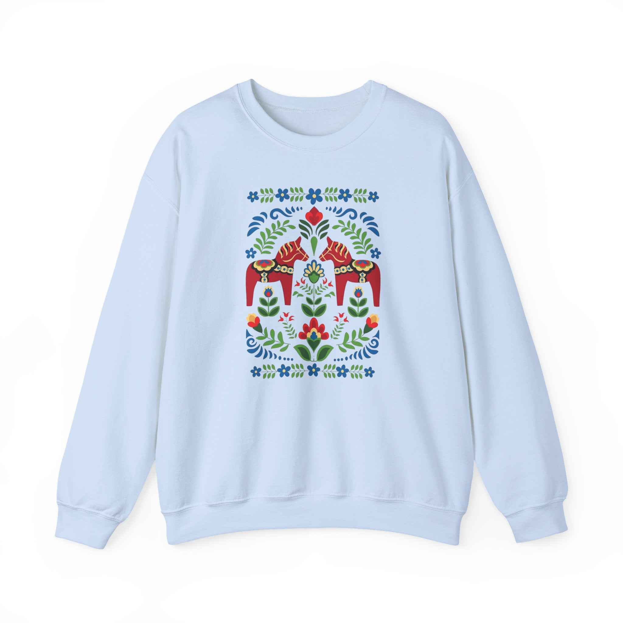Folk Dala Horses Crewneck Sweatshirt