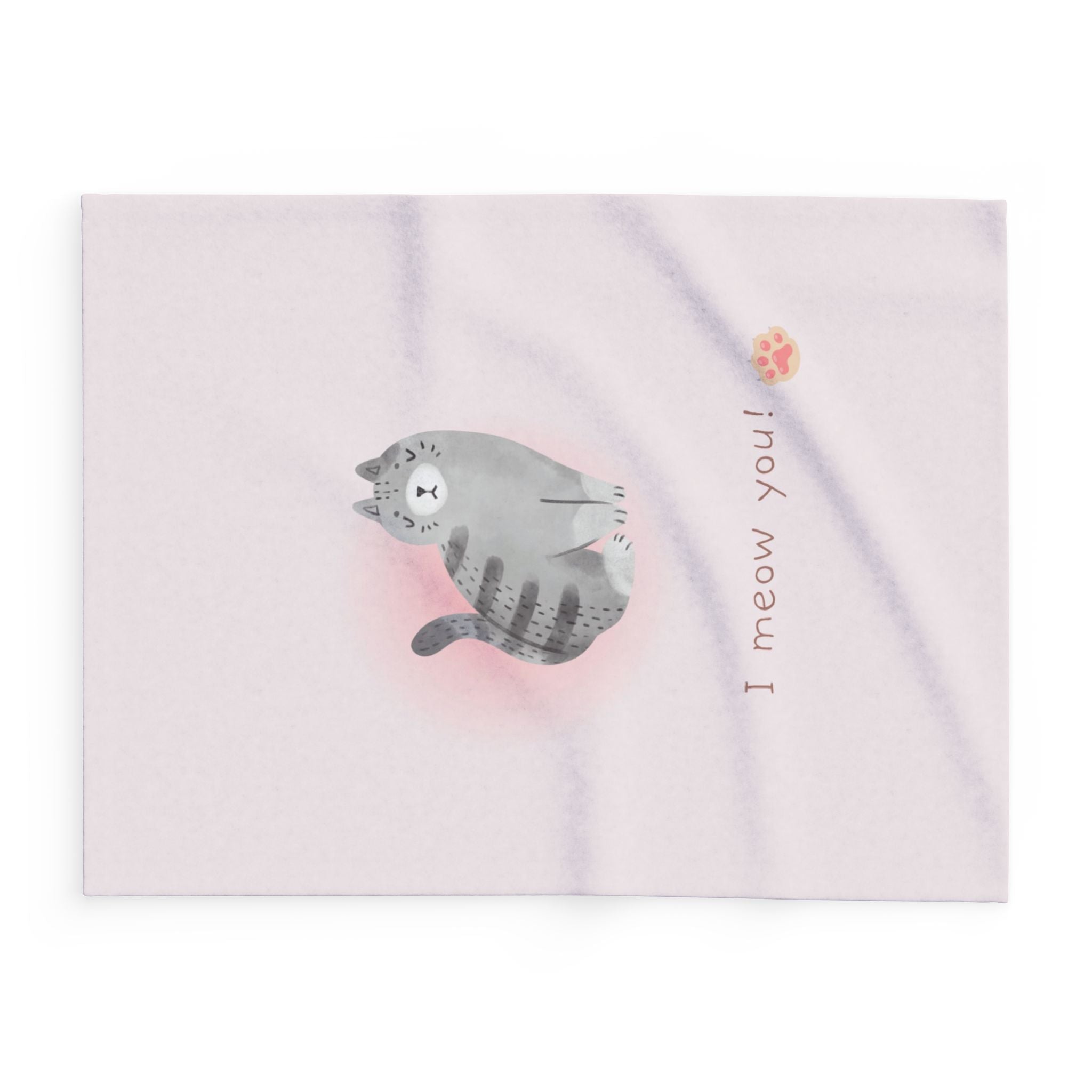 Cute Cat Fleece Blanket - "I meow you!" Pink Cozy Throw for Cat Lovers