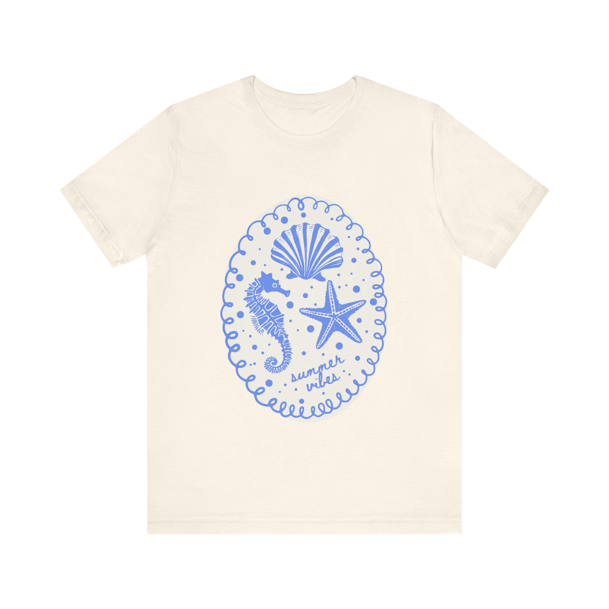 Seaside Shells Tee — "Summer Vibes" Seahorse & Starfish Graphic Shirt
